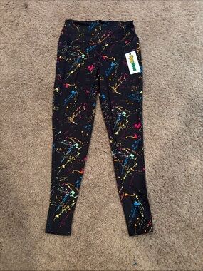 Black Paint-Splash High Waisted Leggings
